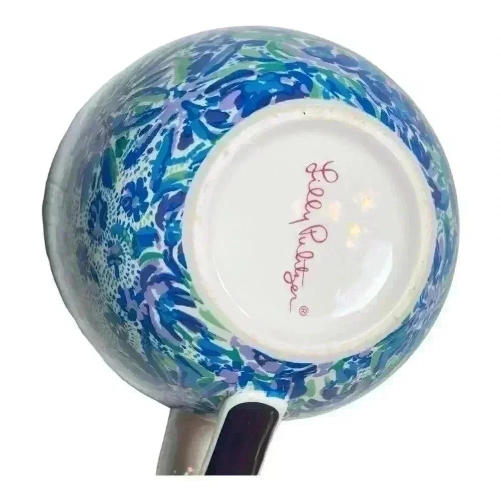 Lilly Pulitzer Ceramic 12oz Preowned Mug Blue,Green and Purple  Bronze Handle